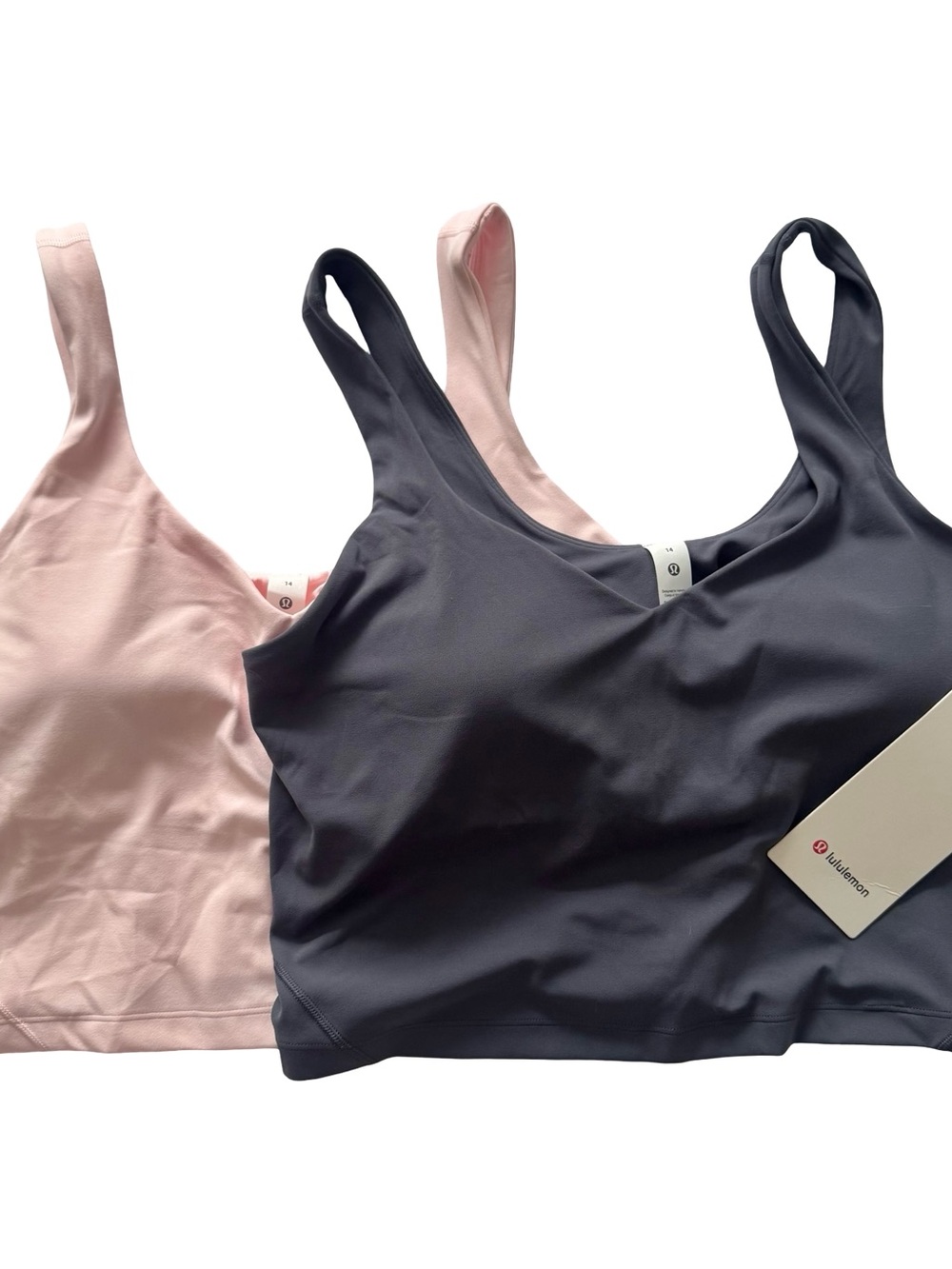 NWT Lululemon 2 PK Women’s Align Tank Sports Bra Pink Pearl/Dusty Diamond Sz 14